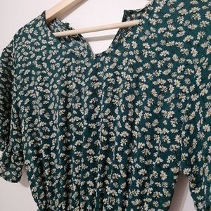 Francesca's dark green floral dress